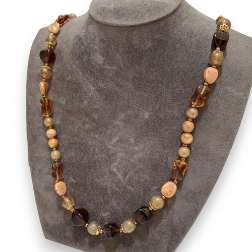 Brown bead necklace glass - necklace,