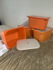 4 Orange Storage Boxes With