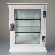 Vintage Glass & Metal Medical Collectors Bathroom Storage Cabinet