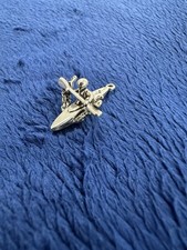 Sterling Silver 925 Paddle Boat Kayak White Water Rapids Charm, 25mm
