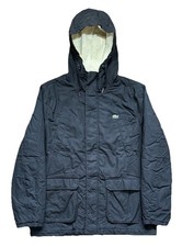 Lacoste Sport Black Sherpa Lined Hood Parka Jacket Coat Mens Size XL