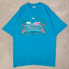 Hanes Beefy Vintage 80s Hawaii Single Stitch Graphic T-Shirt XL Men's Blue 