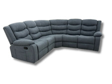 Grey Fabric Recliner Corner Sofa with Drop Down Cup Holders | Free UK Delivery