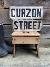 Antique English Porcelain Ceramic Street Sign CURZON STREET Burnley Lancashire