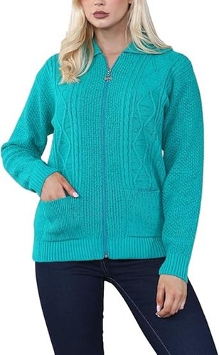Ladies zip cardigan cable - cable, knit