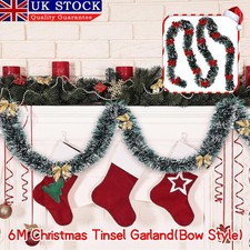 6M Luxury Chunky Tinsel Christmas Tree Decoration Home Xmas Garland With Bow