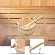 Wood Sauna Barrel and Ladle Tub Barrel Wooden Bucket for Sauna Room SPA Bath
