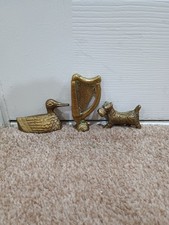 Vintage Brass Harp, Duck And Scottish Terrier