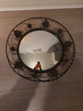 Round Concave Wall Mirror Ornate Black Frame