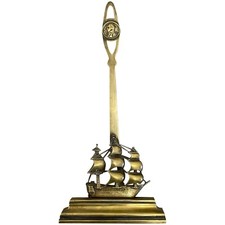 Antique English Victorian 19th Century Brass HMS Victory Door Porter Stay Stop