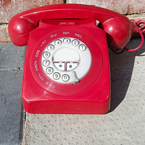 Vintage red rotary dial - red,