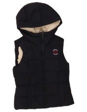 HOLLISTER Womens Hooded Padded Gilet UK 6 XS Navy Blue Polyester ER07