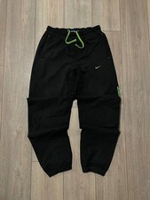Vintage Nike Track Pants Nylon Baggy Joggers  Double Swoosh Hype Y2K Rare Logo