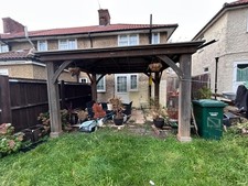 Yardistry Wooden Gazebo with Peaked Aluminium Roof