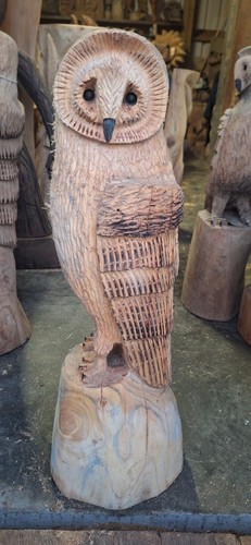 Chainsaw carving owl wood home - wood,