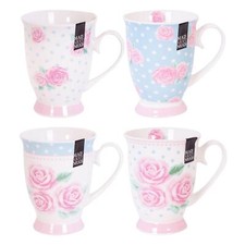 Set of 4 New Bone China Floral