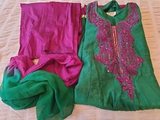 3 piece green churidar anarkali suit