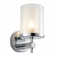 Endon Britton 1lt 18W Wall Light Dimmable Chrome Plate & Clear Glass IP44 51885