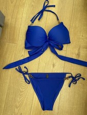 Ann Summers Royal Blue Beach Set Underwired Padded Bikini Top 38D & Bottoms 14