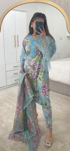 Light blue floral asian outfit - light,