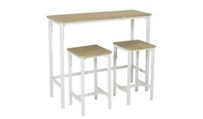 Bolitzo Oak White Bar Table & 2 Oak White Stools