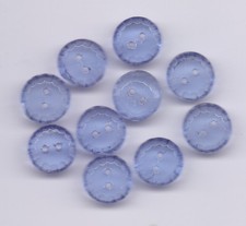 10 glass vintage buttons -translucent blue