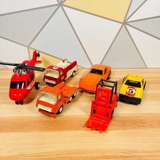 Mix Lot of Tonka Toy Helicopter Fire Truck Tow Truck Cars Forklift Vehicle Set