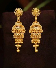 New Gold Plated Earring Indian Jhumka Drop Dangle Chandelier Bollywood Jewelry