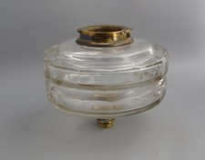 Antique Double Faceted Cut Glass Oil Lamp Font / Fount - Duplex Bayonet Collar