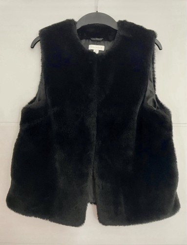 Black topshop faux fur gilet - black,