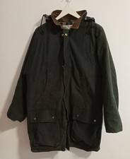 Men's Vintage Country Collection Green Hooded Cotton Waxed Jacket - Size Large