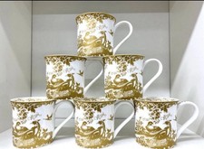 Crown Derby Coffee Mug Gold Aves Set of 6 Tea Coffee Fine Bone China Ideal Gift