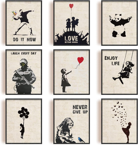 Set banksy wall art - 9,