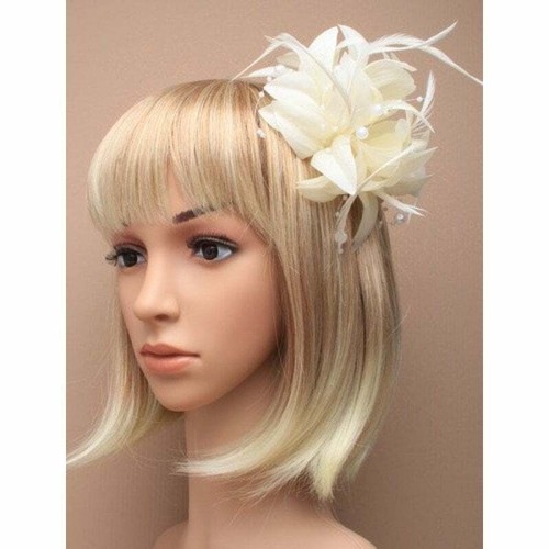 Cream fascinator with petals - with,