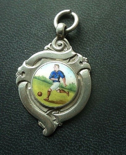 Silver football fob medal - football,