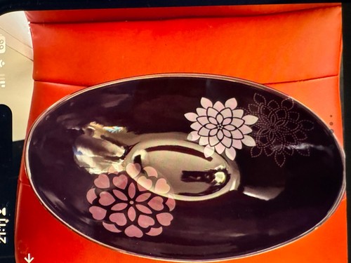 Purple oval bowl with - purple, floral
