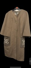 Fendi Double-Faced Cape Wool Coat with Shearling Karligraphy Pockets Camel