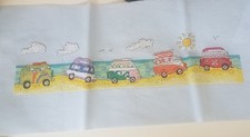 Camper vans, completed cross stitch, Bothy Threads, camper vans, beach