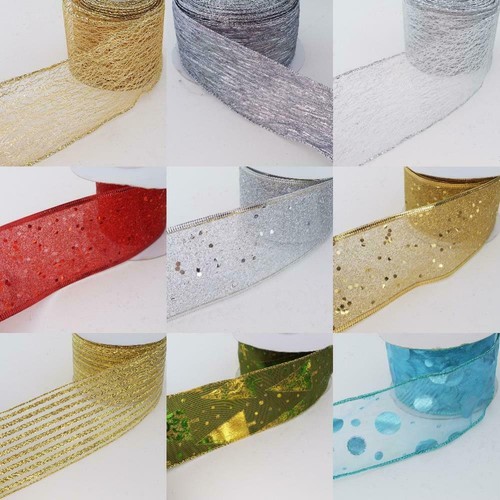 Wired christmas ribbon gold - ribbon,