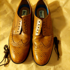 Henley Airsoft Men's Tan Brown Leather Brogue Shoes, Size 9, used good condition