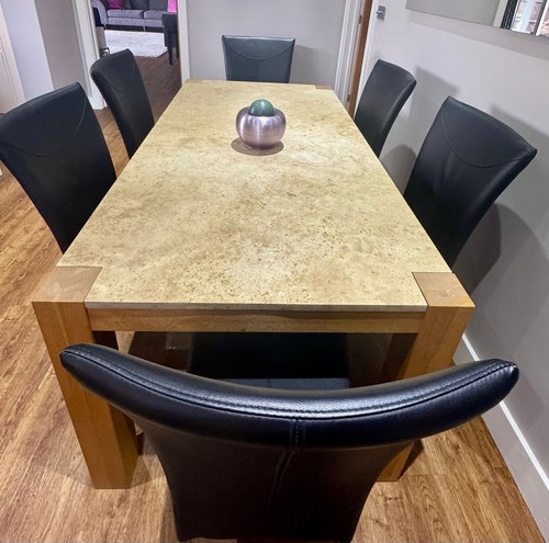 Granite table with hardwood - table,