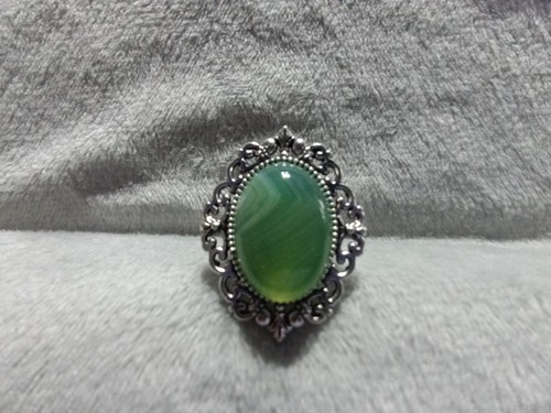 Green banded agate silver - green,
