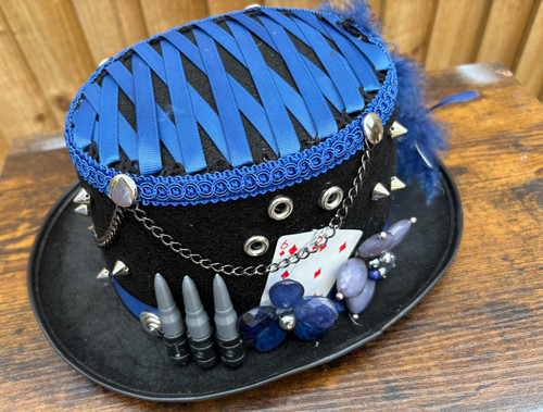 Black blue top hat - blue, steampunk