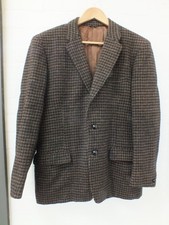 Harris Tweed Brown Navy Wool Blazer Jacket Size 42R (DHS)