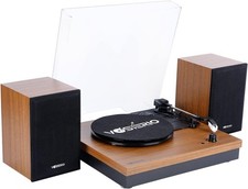 Vosterio Bluetooth Record Player, 3-Speed Belt-Driven Turntable with Bluetooth I