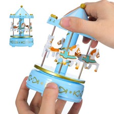 Merry-go-round Music Boxes Wooden Horse Roundabout Carousel Musical Box Plastic