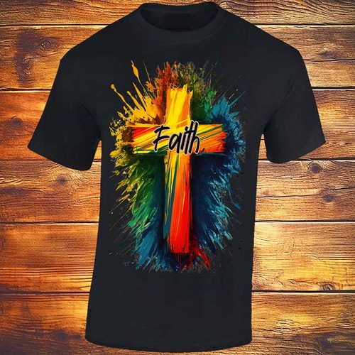 Faith cross painted - painted,, black