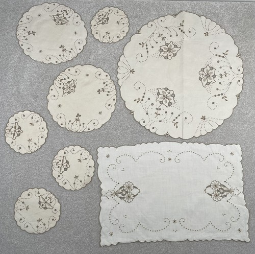 Vintage embroidered doilies - vintage,