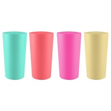 4 Tall Tumbler Glasses Reusable Plastic Colourful Summer Party BBQ Picnic 800ml