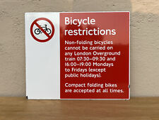 Enamel TFL Folding Bicycle Railway Sign Railwayana Overground Train Brompton